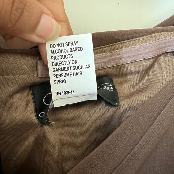 LA Femme Brown Taupe Cocoa Ruched Stretch Jersey Column Gown Womens 14 - Picture 15 of 15